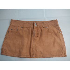 Blue Asphalt Mini Skirt Tan Khaki Front Zip Size 5 orange
